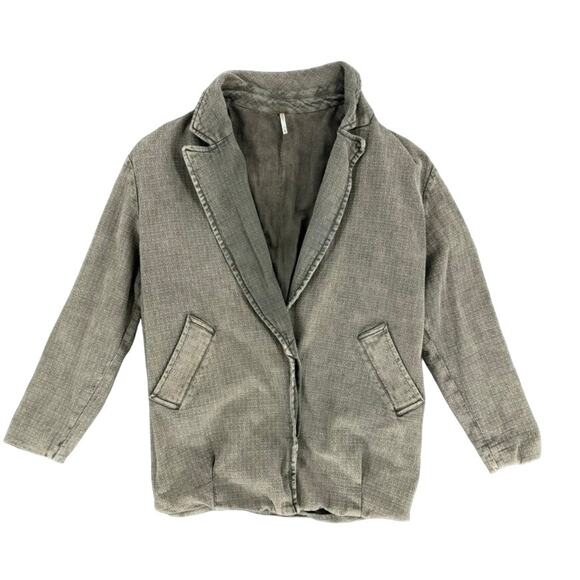 Free People Coat Blazer Green Size Small Oversized Bohemian - Picture 1 of 4